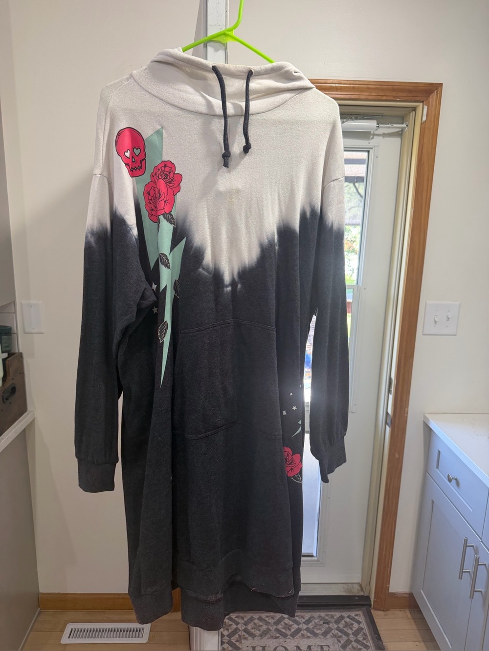 Torrid lovesick collection Black and White Dip-Dye Hoodie dress
